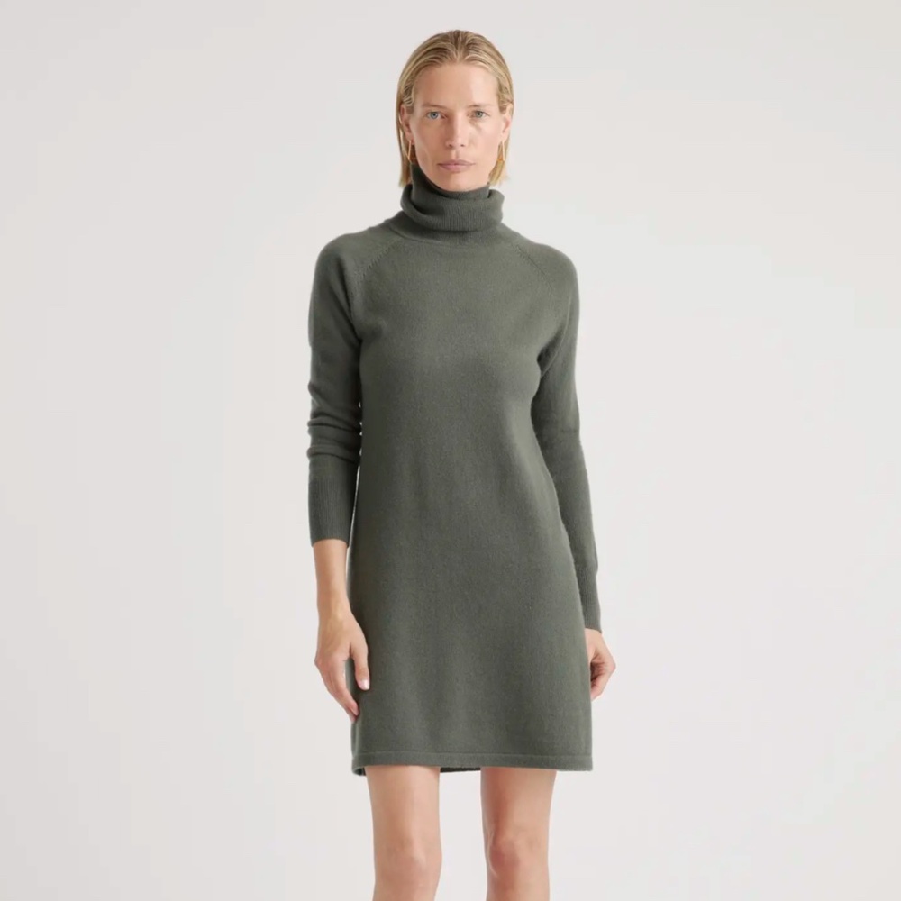 Quince Mongolian Cashmere Turtleneck Sweater Dress, NWT
